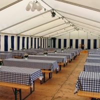 Inside view of a party events wedding celebration banquet tent