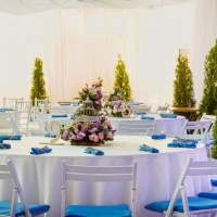 decorated event table in banquet hall