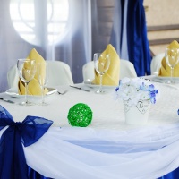 wedding table decoration in blue